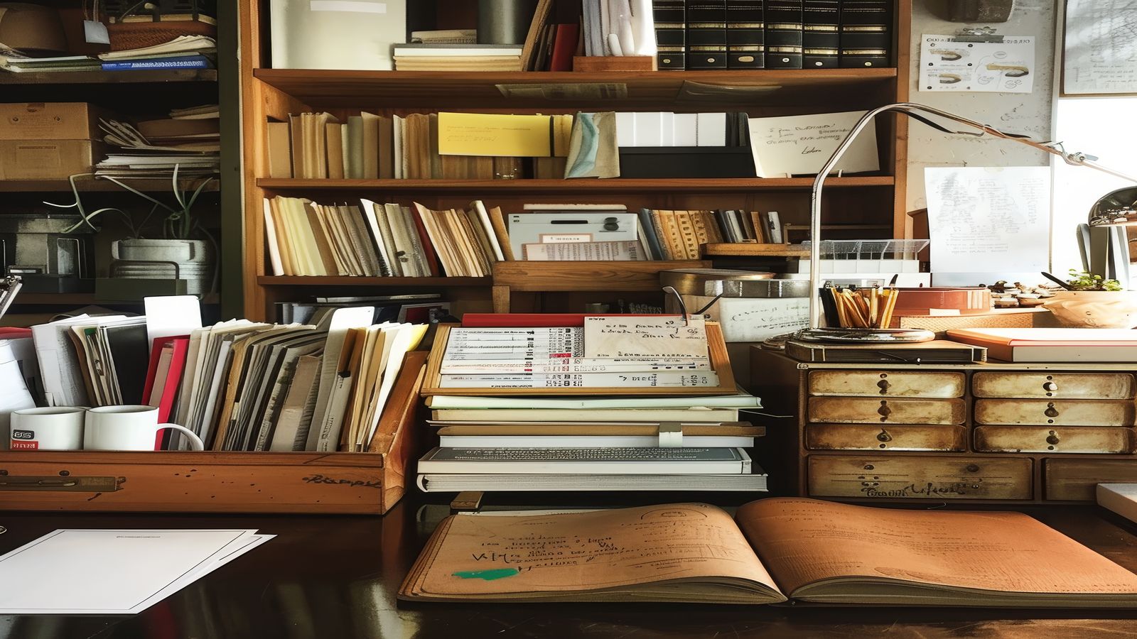 Colored threads connecting pins on a board, mapping relationships between topics